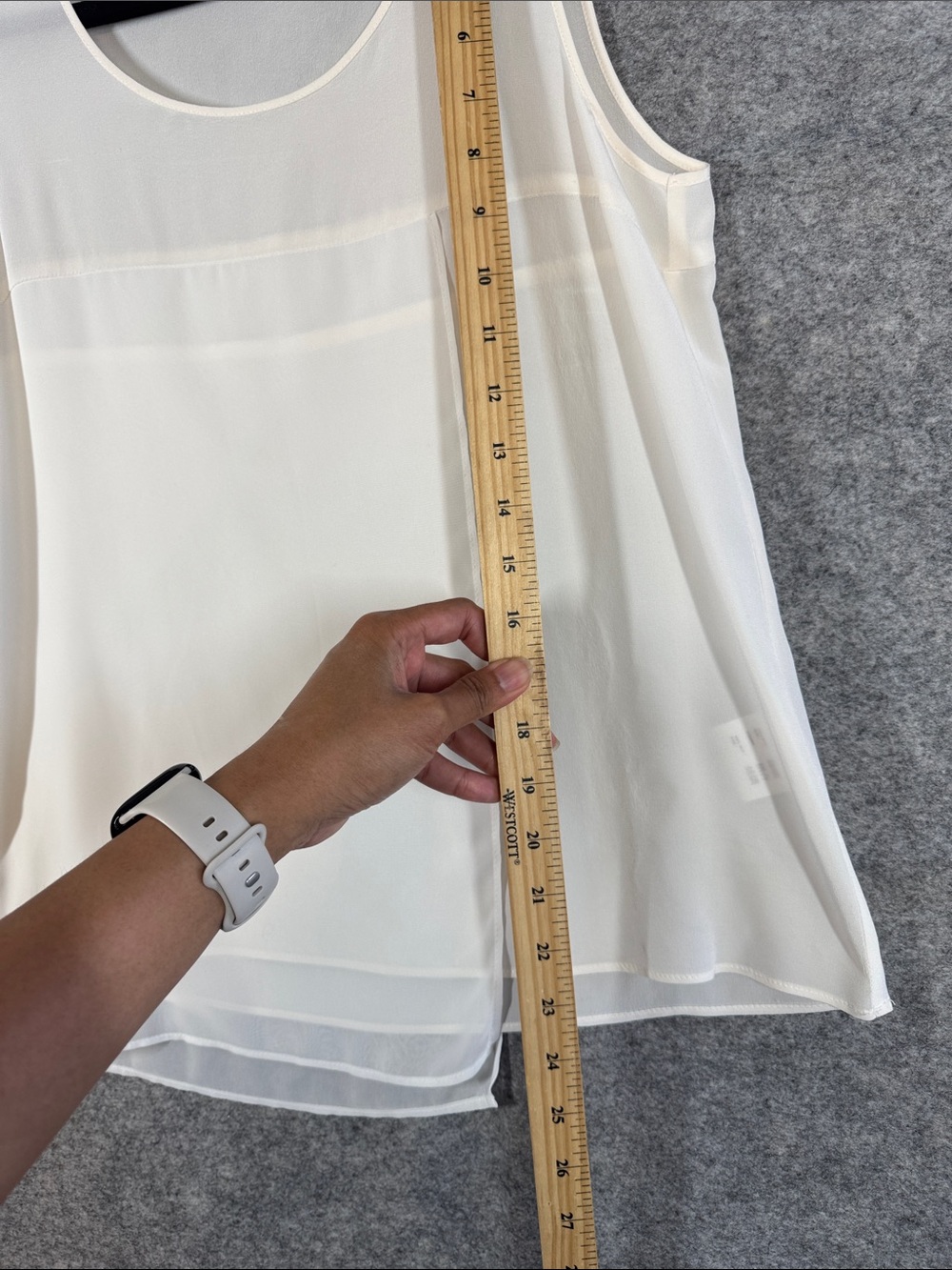 Judith & Charles Silk Cream Sheer Layered Sleeveless Tank Size 6 Minimalist - Picture 6 of 12